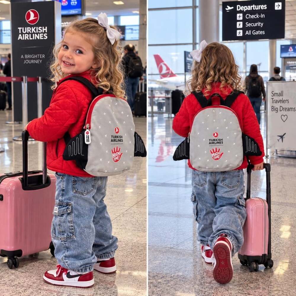 Turkish Airlines High Five Kids Mini Backpack Gray